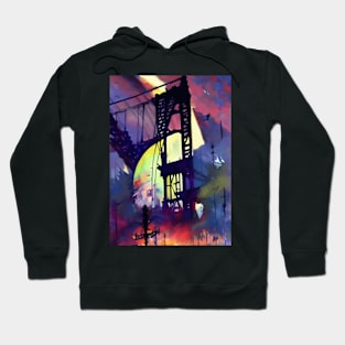 Abstract painting Manhattan bridge Hoodie